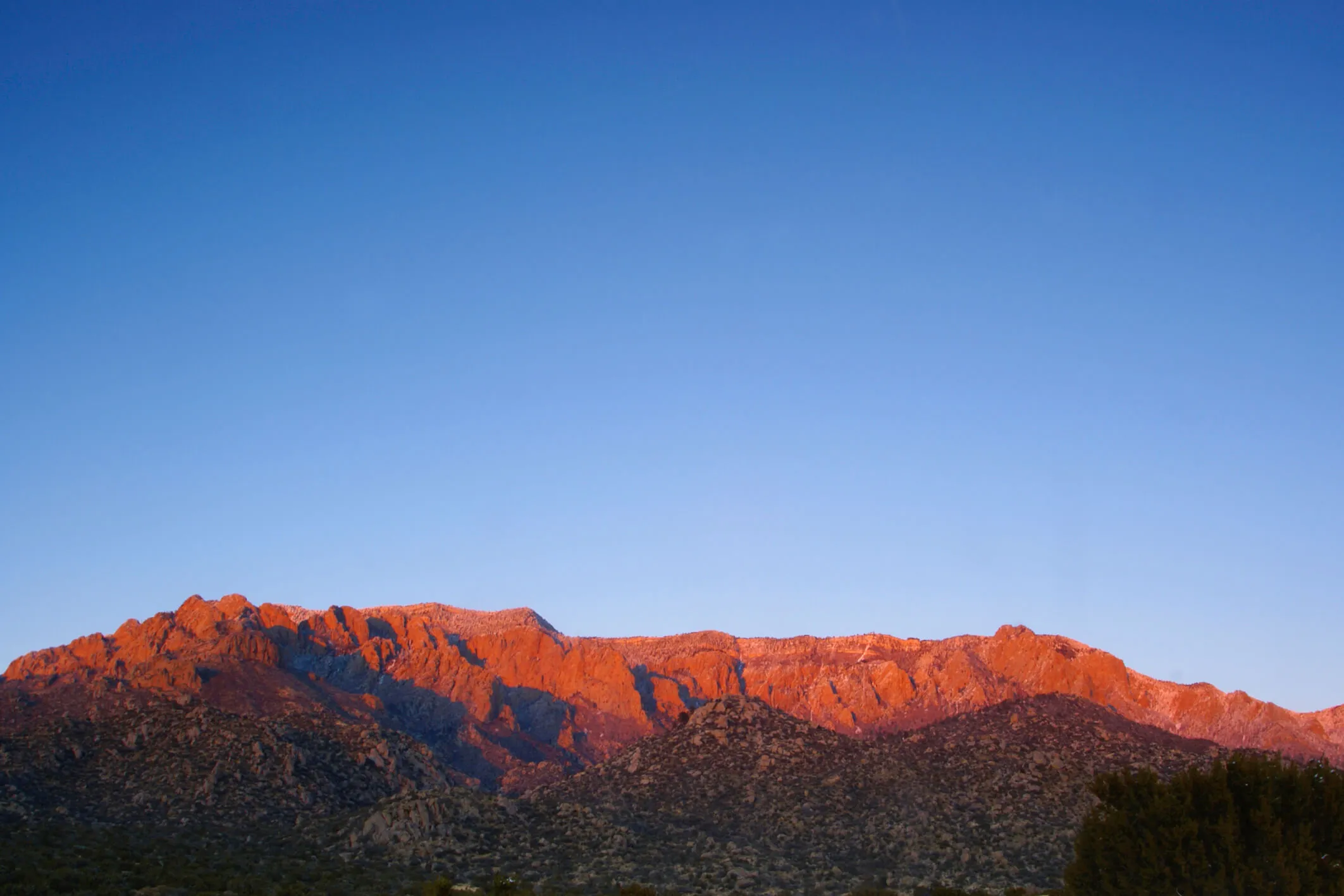landscape sunset mountain red with blue sky